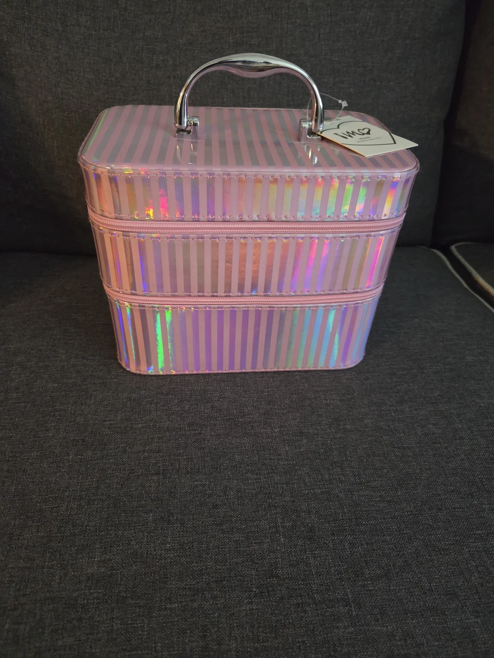 Glam Pink Iridescent Vegan Cosmetic Case/Make-up Organizer/Travel Case